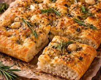 Focaccia mit Knoblauch und Kräutern – innen weich, außen knusprig