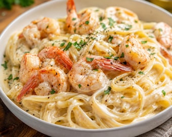 Ricetta della pasta cremosa con gamberi all'aglio (PDF)