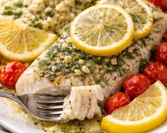 Filetes de pescado al horno con limón y hierbas: receta saludable de 20 minutos (PDF) - Cena mediterránea