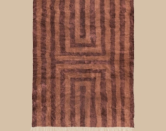 Zręcznościowe | Niestandardowy dywanik Beni Mrirt | Nowoczesna geometryczna Banksia Oxblood | Ręcznie tkana wełna | Dywan Benilooma