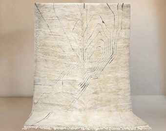 Vela | Dywan Beni Mrirt na zamówienie | Abstrakcyjny wzór linii topograficznych | Ręcznie tkana wełna marokańska | Dywan Beniloom