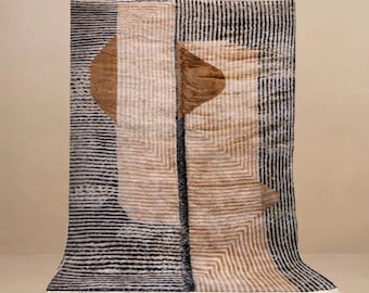 Baya | Dywan Beni Mrirt na zamówienie | Nowoczesne paski geometryczne | Ręcznie tkana wełna marokańska | Dywan Beniloom