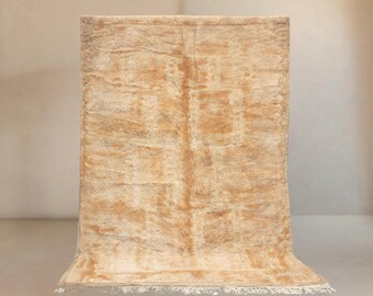 Duna | Niestandardowy dywanik Beni Mrirt | Minimalistyczny, jednolity kolor Camel Sand | Ręcznie tkana wełna marokańska | Dywan Benilooma