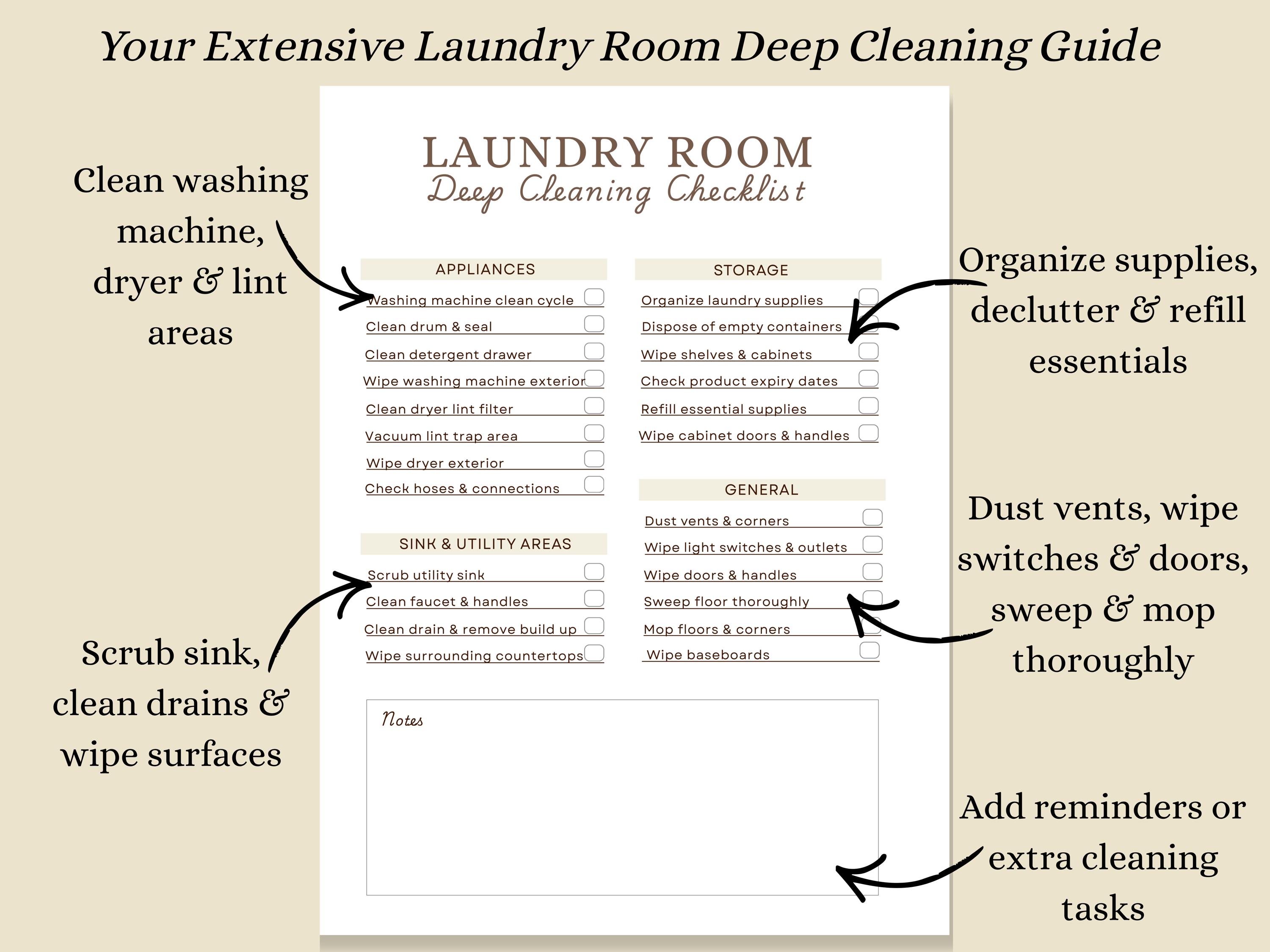 Laundry Checklist.pdf Laundry Room Deep Cleaning Checklist Printable | Deep Clean Laundry ...