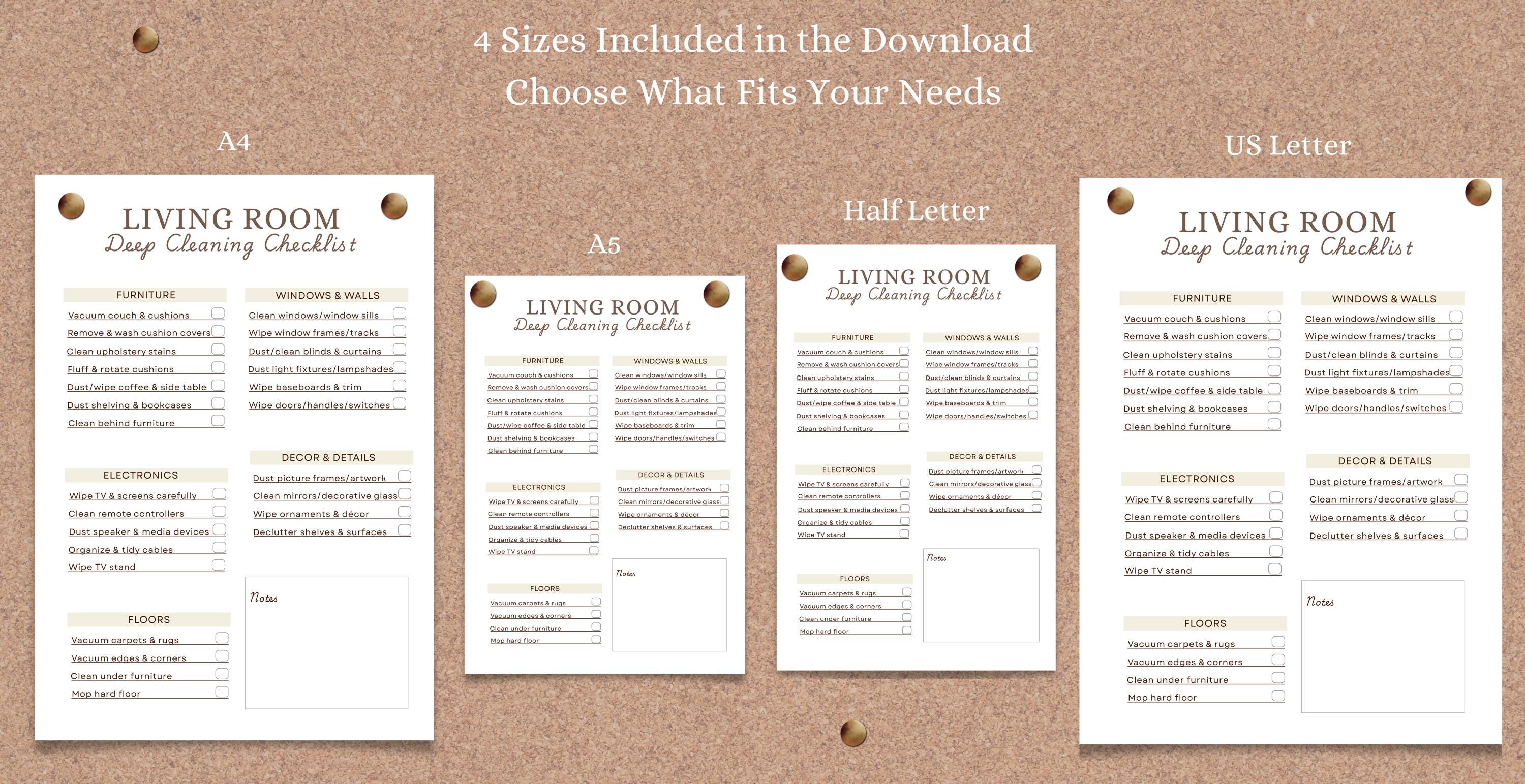 Living Room Deep Cleaning Checklist Printable | Deep Clean Living Room ...