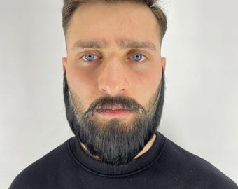 Realistic Fake Beard and Mustache - Handmade Costume Beard Prop