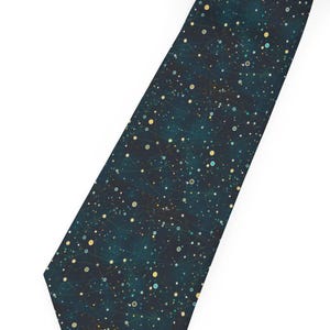 Starry Night Speckle Necktie | Dark Teal Galaxy Dot Pattern