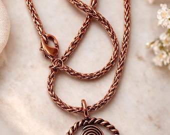 Handmade Copper Triskelion Necklace, Celtic Spiral Pendant, Boho Jewelry, Spiritual Talisman