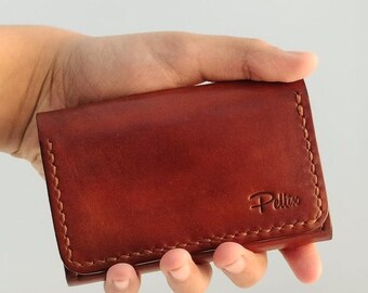 Unisex Minimalist Leather Card Holder Wallet – Handmade Slim Unisex Leather Wallet, Compact Cash & Card Wallet, Full Grain Leather