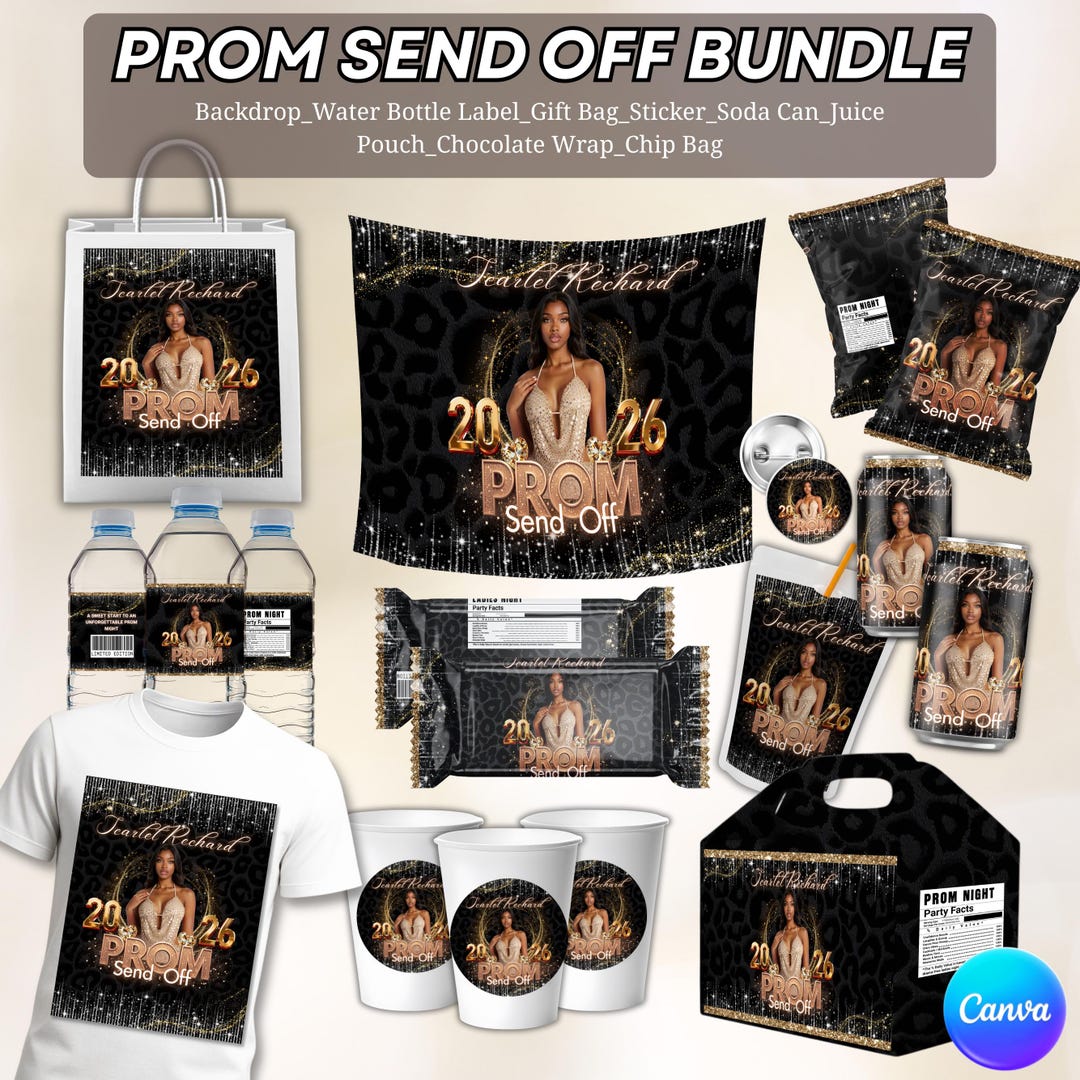 Prom Sweet Package Prom Send off Treat Packaging, Prom Template Bundle, Pink & Silver Prom ...