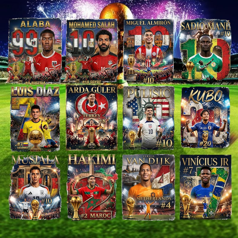 25+ World Cup Teams Football Soccer Png Bundle - DTF & DTG PNG Files | A2 A3 A4 T-Shirt Graphics Streetwear Halftone Digital Download