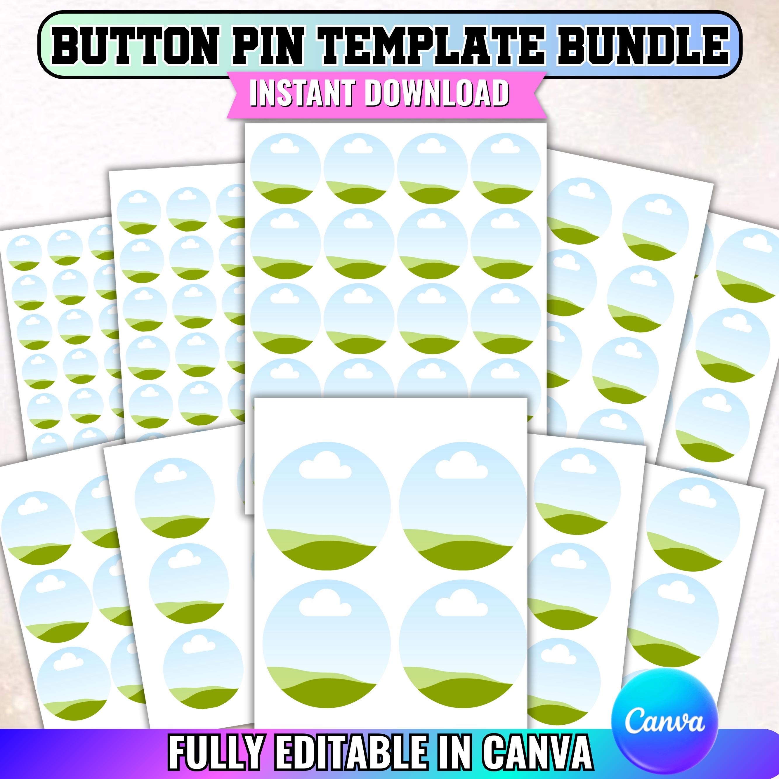 Button Pin Template Bundle Editable Canva Frame Sublimation 2 3.5 1.75 ...