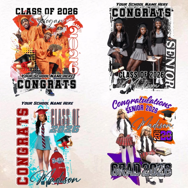 12 Graduation Tshirt Bundle Editable in Canva, 2026 Graduation T Shirt Bundle, Graduation Tshirt Template Bundle, Fixed Background Colour