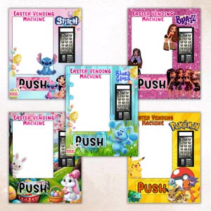 Editable Easter Vending Machine Template,DIY Printable Canva Designs Digital Download,Kids cartoon Characters Easter Party Activity Display