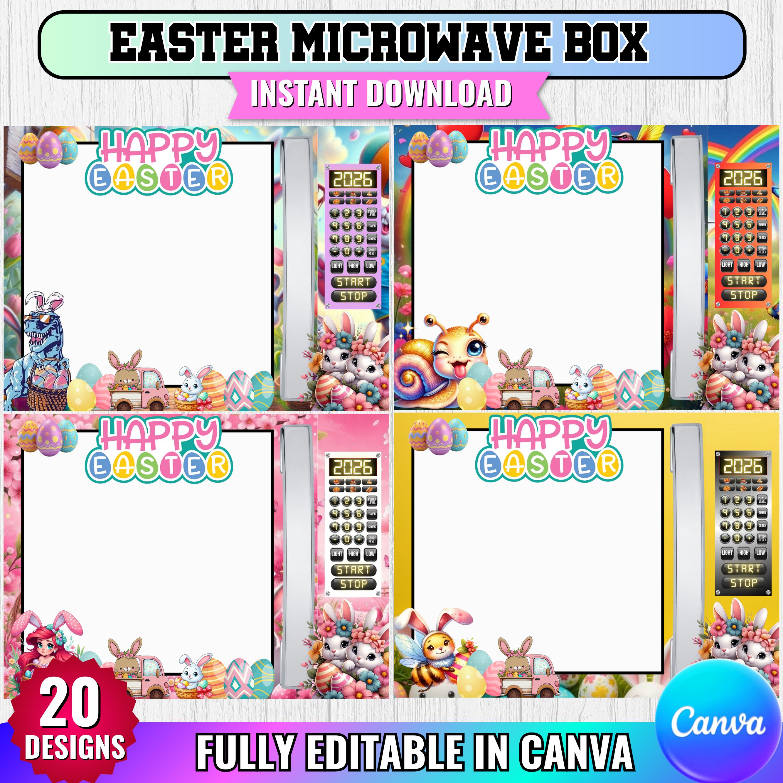 Microwave Gift Box Template Bundle,editable Easter Basket Microwave Box ...