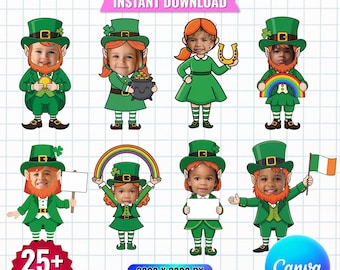 St. Patrick's Day-kabouter: gezichtsactiviteit toevoegen, prikborddecor (canva, pdf)