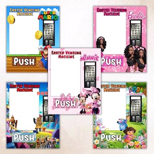 Editable Easter Vending Machine Template,DIY Printable Canva Designs Digital Download,Kids cartoon Characters Easter Party Activity Display