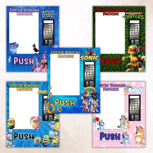 Editable Easter Vending Machine Template,DIY Printable Canva Designs Digital Download,Kids cartoon Characters Easter Party Activity Display