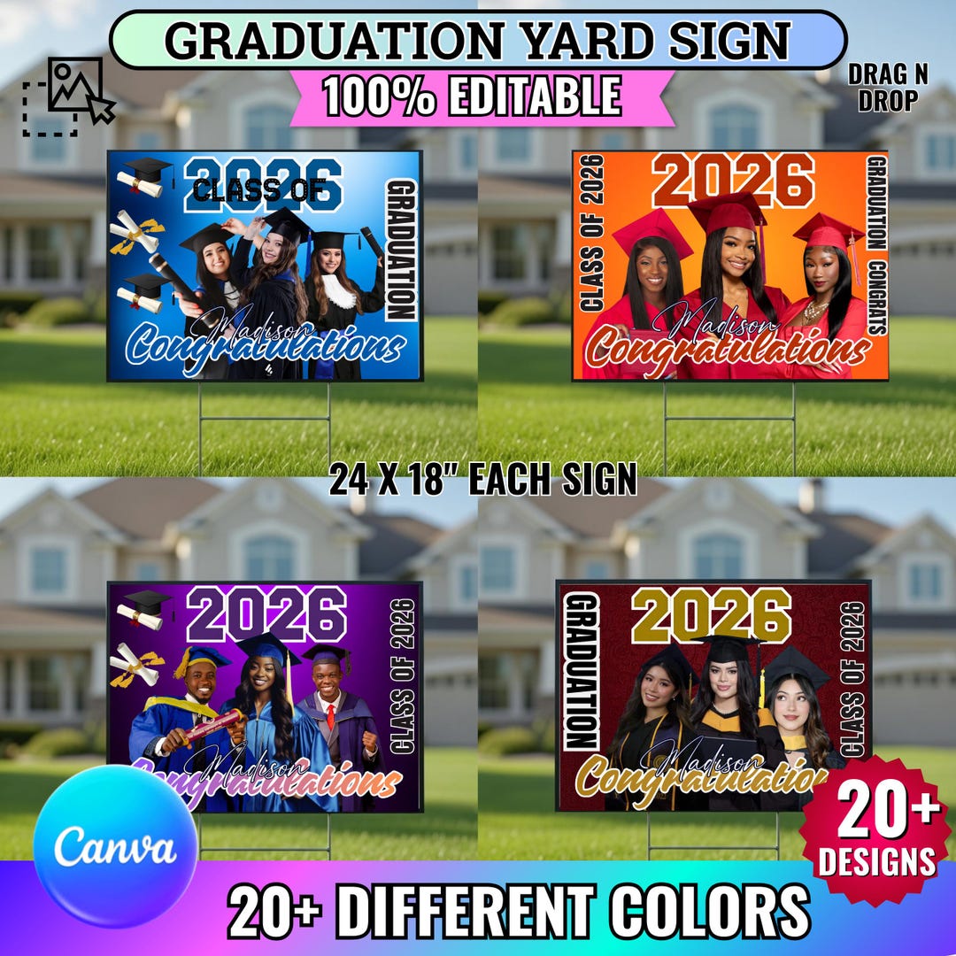 Project Graduation Sign Graduation Yard Sign Canva Editable Templates, Congrats Grad Signs ...