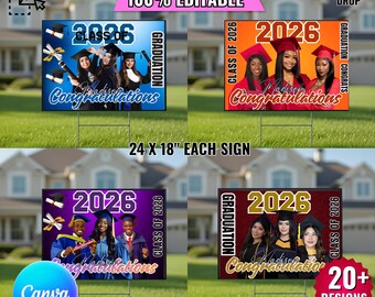 Graduation Yard Sign Canva Editable Templates, Congrats Grad Signs, Graduation Bundles, 2026 Yard Sign Templates, Canva Design Template