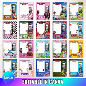 Editable Easter Vending Machine Template,DIY Printable Canva Designs Digital Download,Kids cartoon Characters Easter Party Activity Display