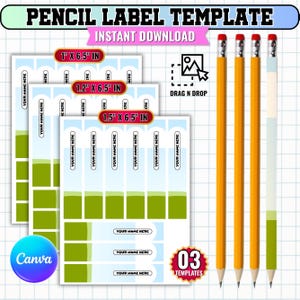 Pencil Wrap Canva Editable Template, Pencil Label Template, Pencil Wrap Sublimation Template, Back to School Pencil Wrapper, Canva Mockup