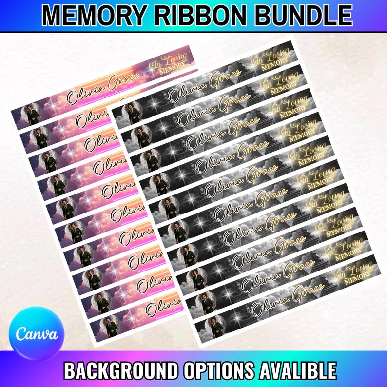 25+ Designs in Loving Memory Ribbon Canva Editable Template,memorial ...