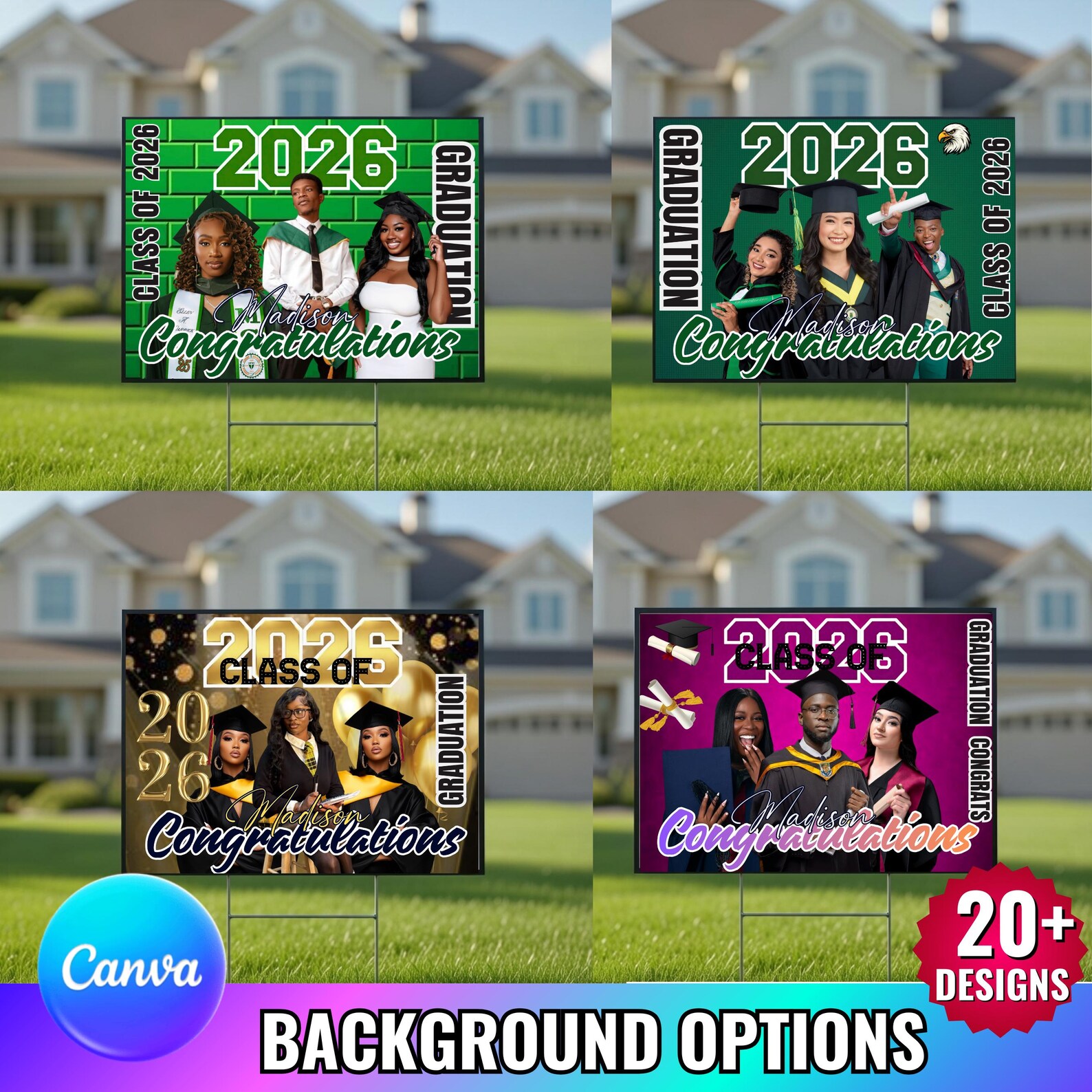 3d Grad Signs Graduation Yard Sign Canva Editable Templates, Congrats Grad Signs ...