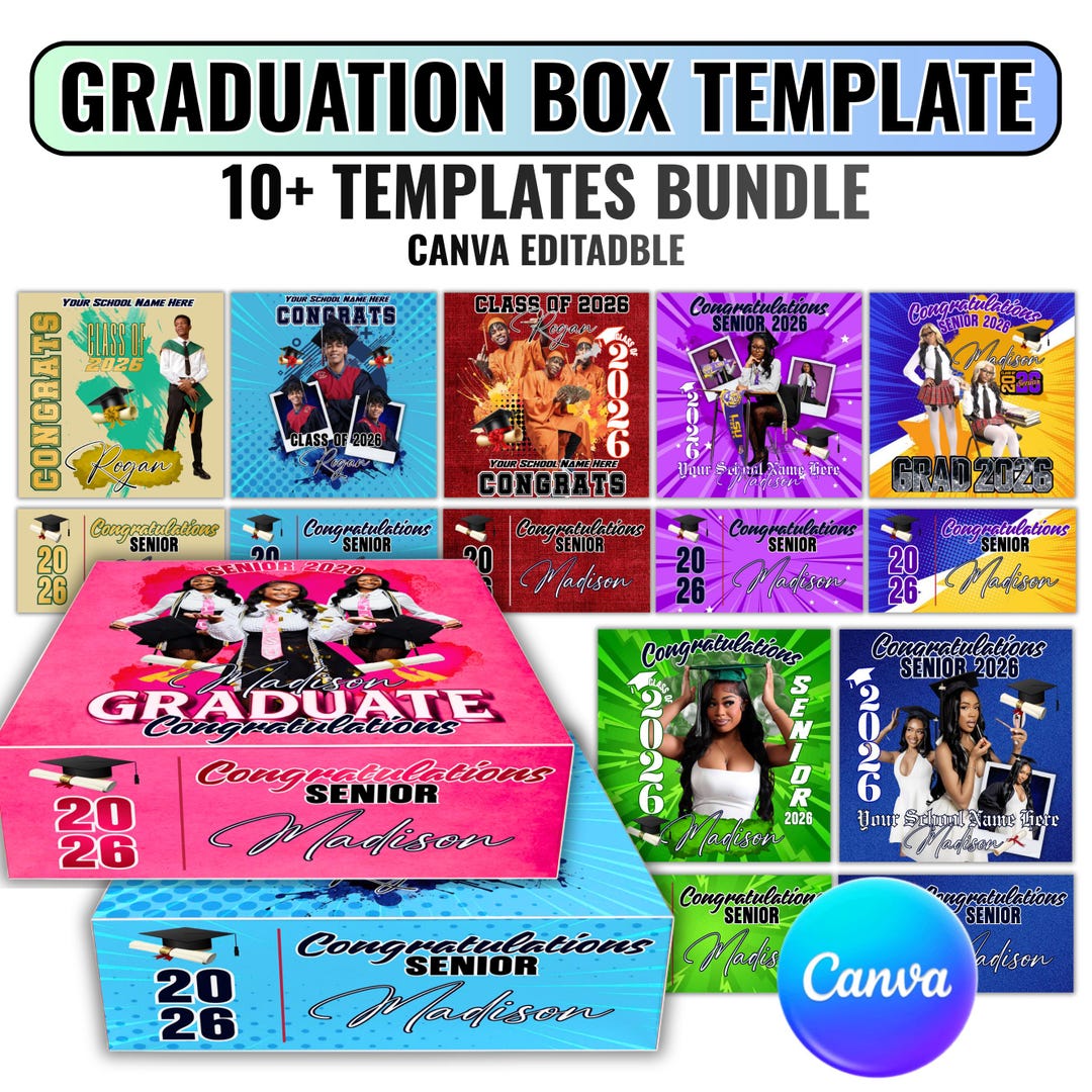 Editable Graduation Gift Box Template, Canva Graduation Class of 2026 ...