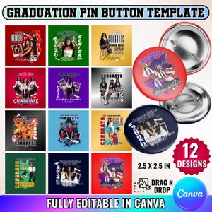 12x Senior 2026 Graduation Pin Bundle, Elite Milestone Button Suite, Grad Ceremony Accessories, Class of 2026 Flair, Canva Editable Template