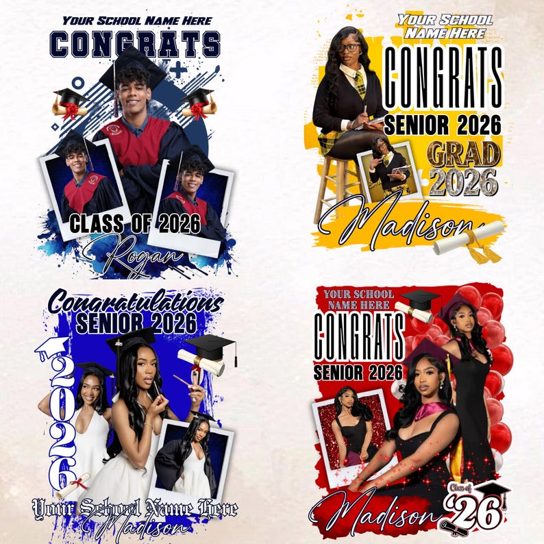12 Graduation Tshirt Bundle Editable in Canva, 2026 Graduation T Shirt Bundle, Graduation Tshirt Template Bundle, Fixed Background Colour