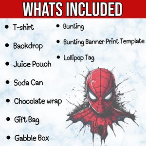Printable Spider Man Birthday Party Favors, Labels, Stickers, Decor, Chip bag, Water bottle label, Chocolate Wrapper, Caprisun Label, Canva