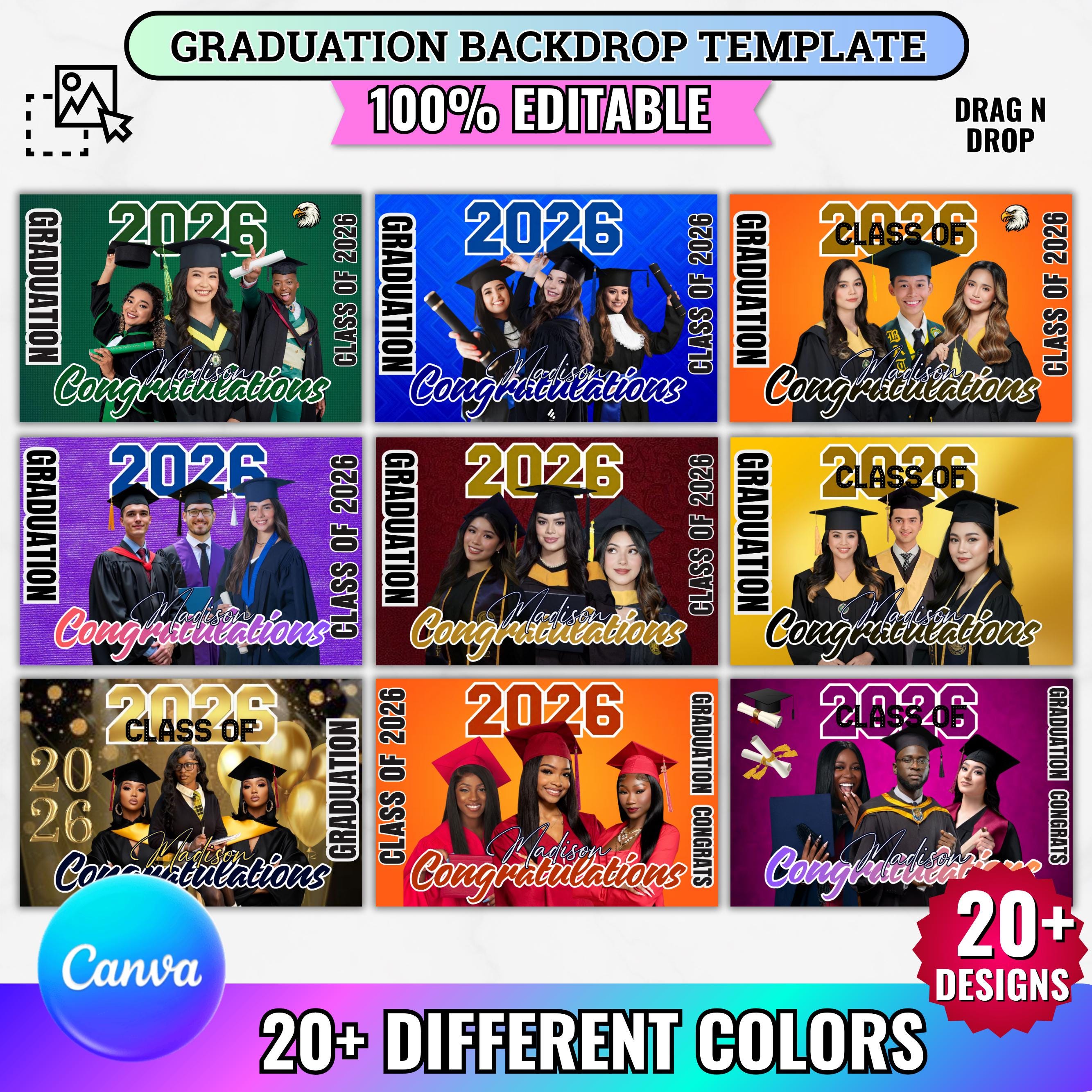 20+ Graduation Backdrop Canva Editable Template Bundle, Editable ...