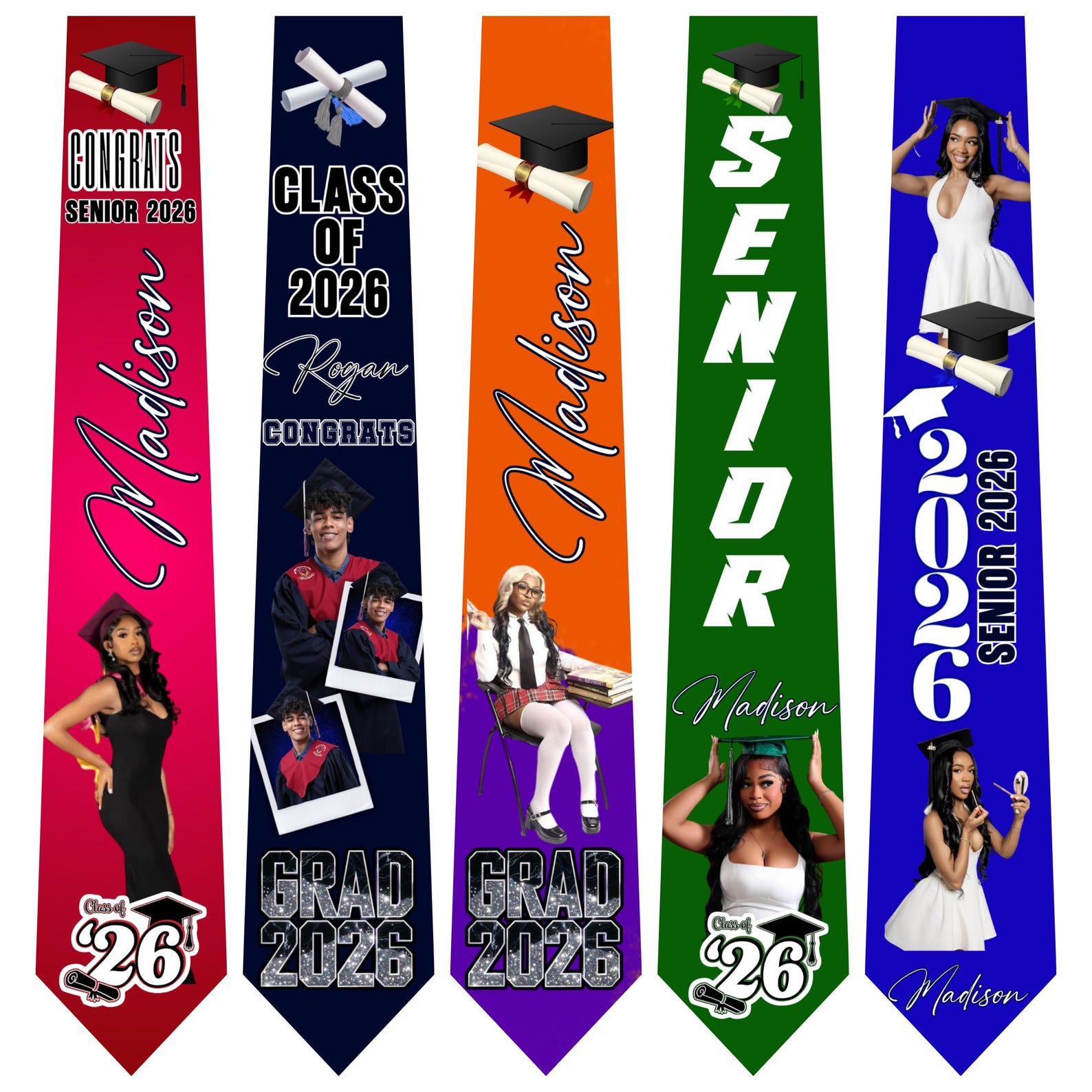 Graduationtie Graduation Tie Template Bundle | 12 Canva Designs | Editable Senior ...