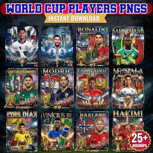 25+ World Cup Teams Football Soccer Png Bundle - DTF & DTG PNG Files | A2 A3 A4 T-Shirt Graphics Streetwear Halftone Digital Download