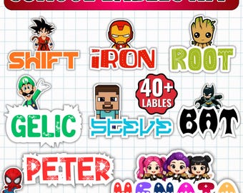School labels kit editable in Canva silhouette back to school | School Labels | Back to School Stickers