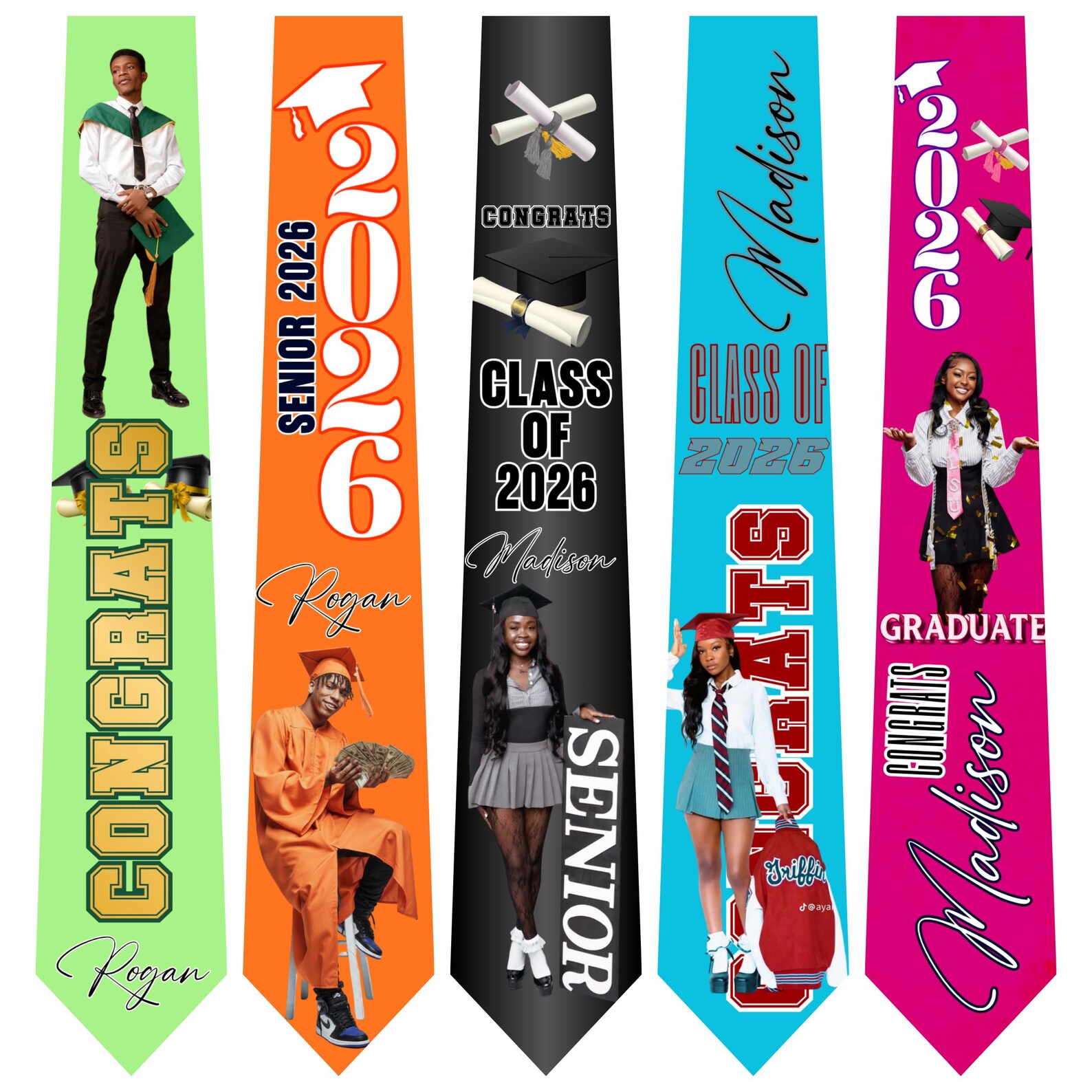 Graduationtie Graduation Tie Template Bundle | 12 Canva Designs | Editable Senior ...