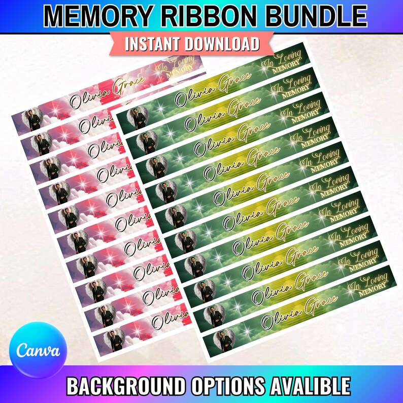 25+ Designs in Loving Memory Ribbon Canva Editable Template,memorial ...