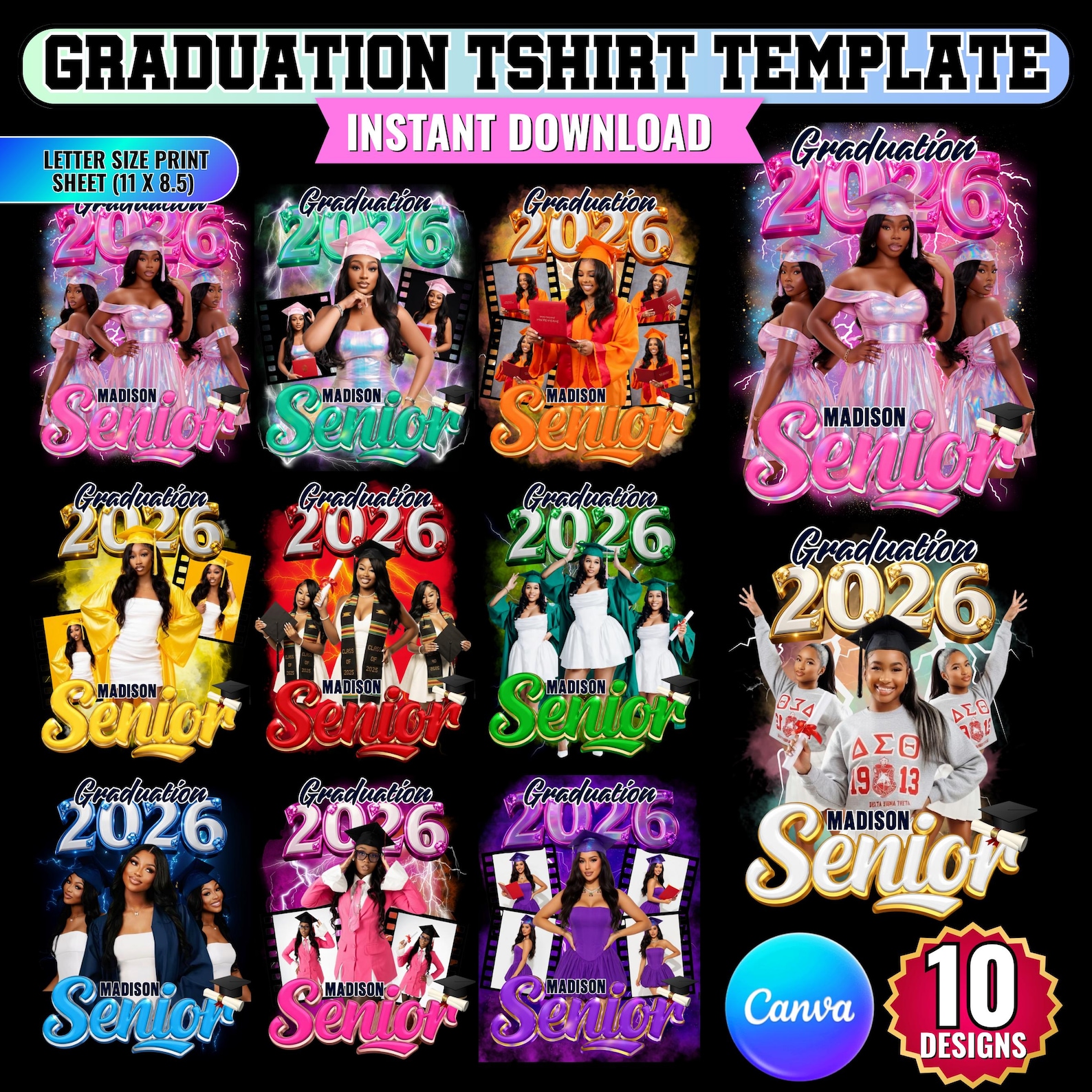 10x Graduate Class of 2026 Template Bundle | Senior T-shirt Designs ...