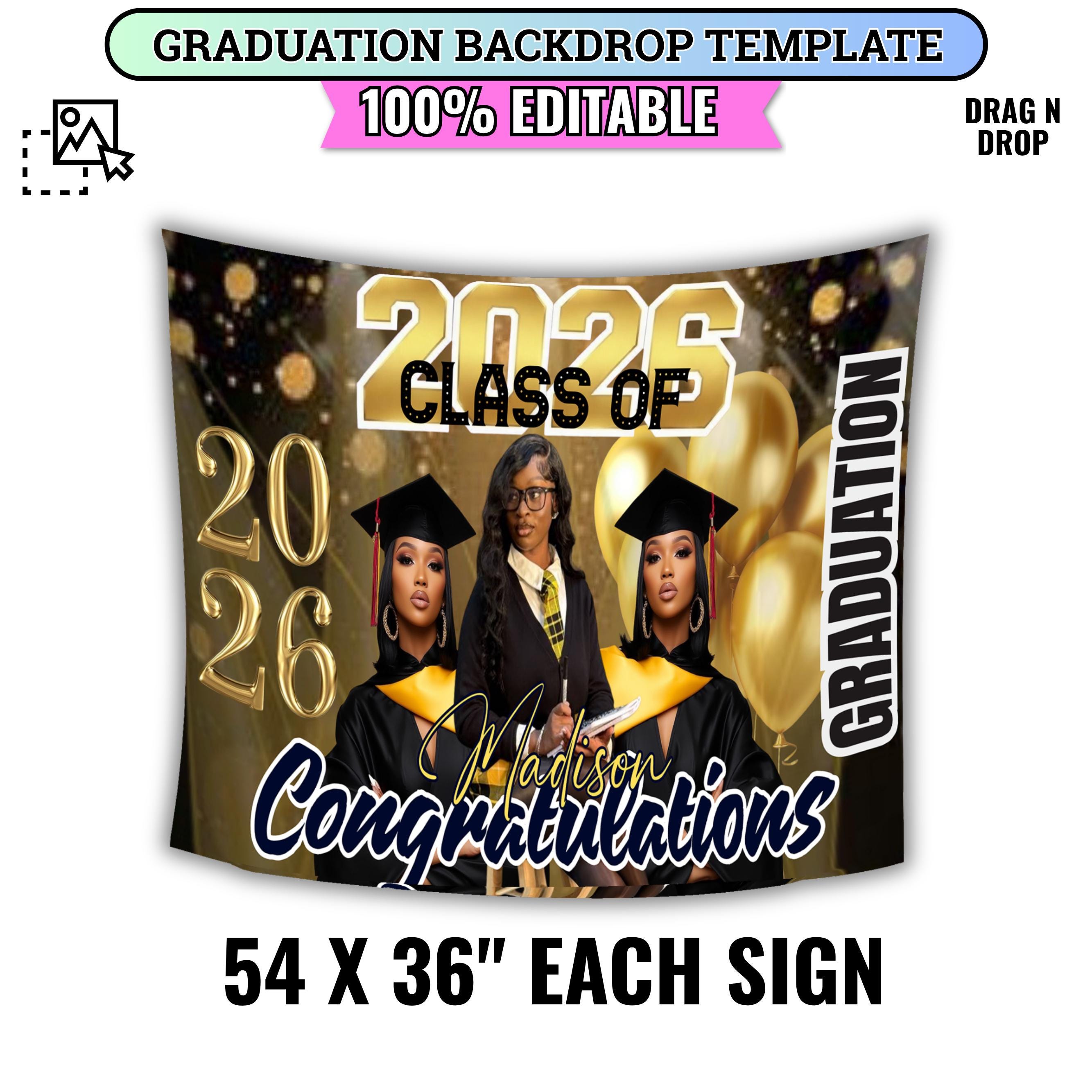 20+ Graduation Backdrop Canva Editable Template Bundle, Editable ...
