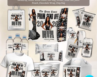 Editable Prom Send Off Party Favor Template Bundle, Canva Party Favor Design, Printable Prom Chip Bag, Chocolate, DIY Prom Party, Digital
