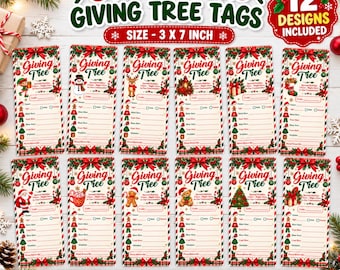 Christmas Giving Tree Canva Tags Template, Editable Canva Angel Tree Gift Tags, Community Holiday Donation Tags, Printable Giving Tree Slip