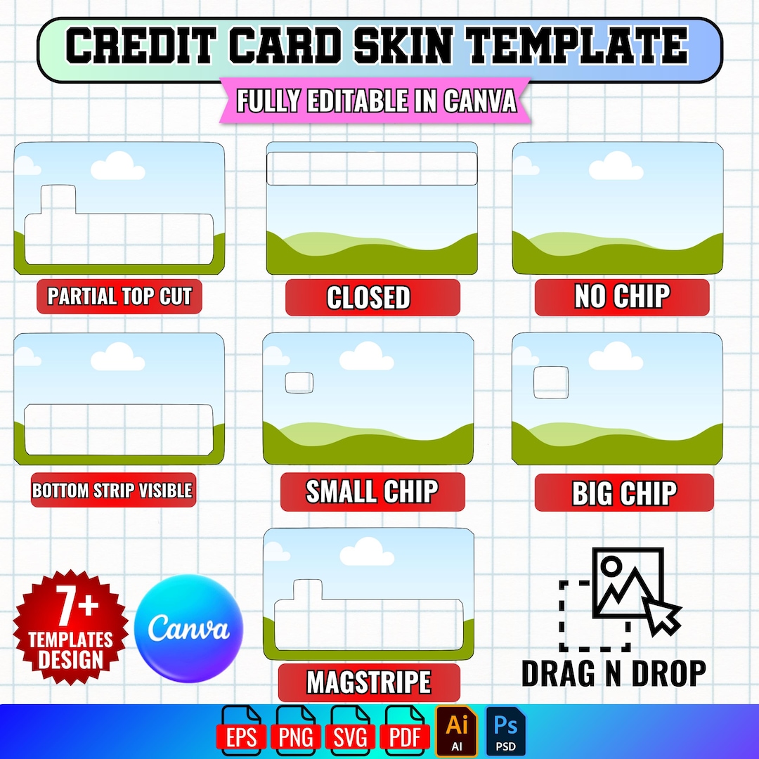 Credit Card Skin Template Canva, Credit Card Sticker, Debit Credit Card ...