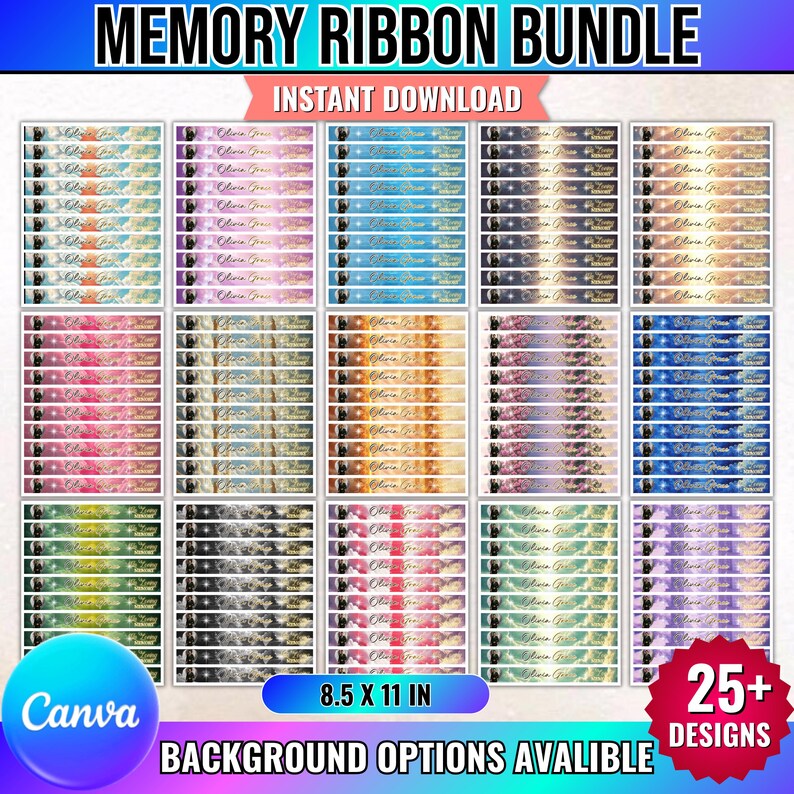 25+ Designs in Loving Memory Ribbon Canva Editable Template,memorial ...