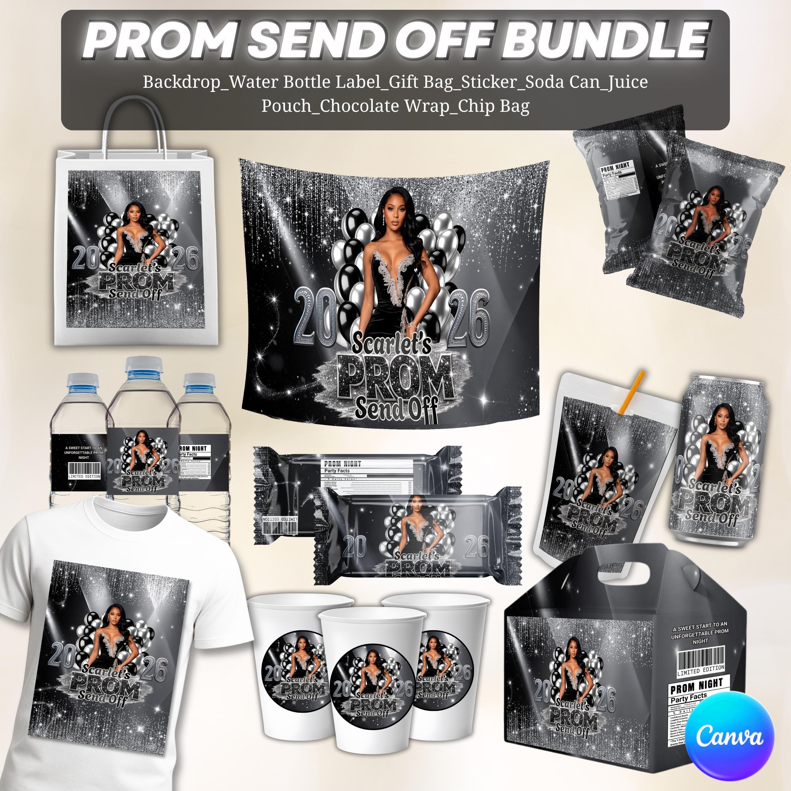 Silver Prom Send off Treat Template, Canva Editable Prom Party Favor ...