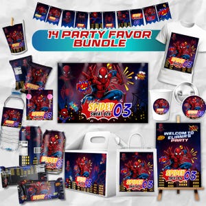 Printable Spider Man Birthday Party Favors, Labels, Stickers, Decor, Chip bag, Water bottle label, Chocolate Wrapper, Caprisun Label, Canva