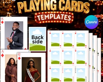 Custom Playing Card Template, DIY Card Deck Front & Back, Editable Playing Cards, Poker Cards, Party Games, Printable, DIY, Canva Editable