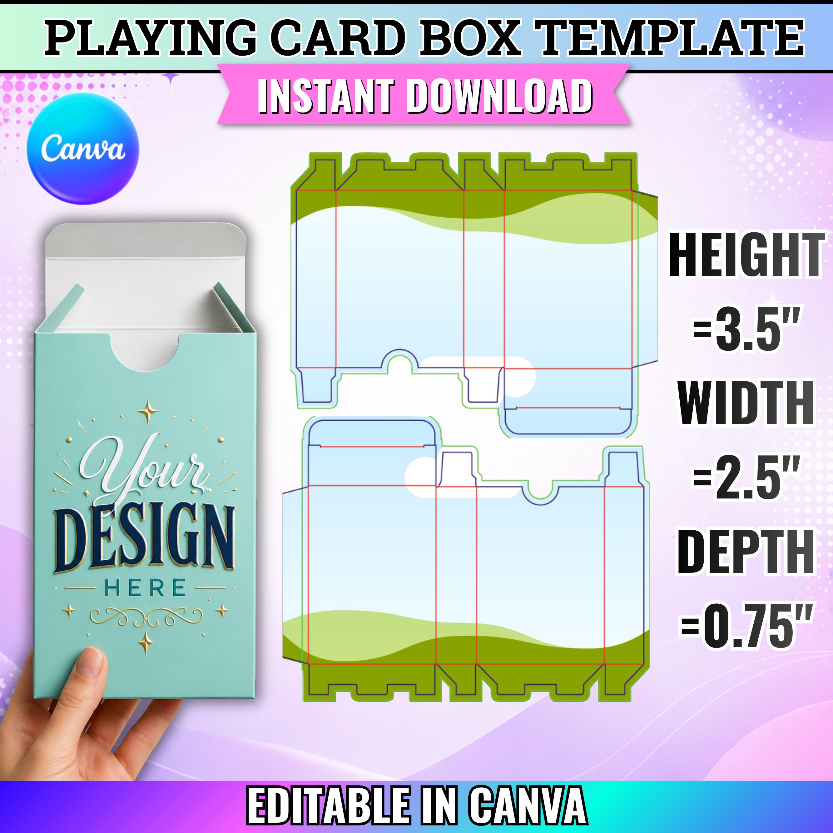 Editable Playing Card Box Template, Custom Blank Card Box Template ...