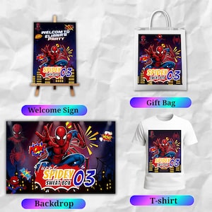 Printable Spider Man Birthday Party Favors, Labels, Stickers, Decor, Chip bag, Water bottle label, Chocolate Wrapper, Caprisun Label, Canva