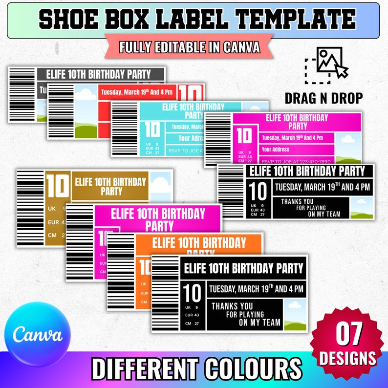 Shorts Box Label Shoe Box Label Template | Sneaker Box Label SVG | Editable Favor Box ...